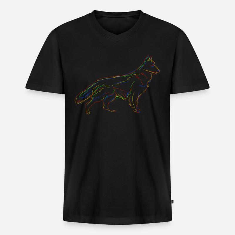 Schäferhunde Weisser Schäferhund - Männer Premium Bio T-Shirt mit V-Ausschnitt - Schwarz