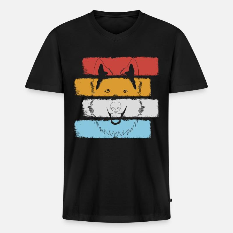Weißer Schäferhund Schäferhunde - Männer Premium Bio T-Shirt mit V-Ausschnitt - Schwarz