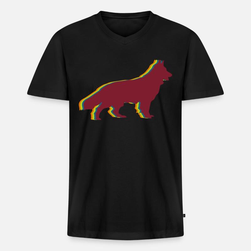Schäferhunde Retro Weißer Schäferhund - Männer Premium Bio T-Shirt mit V-Ausschnitt - Schwarz