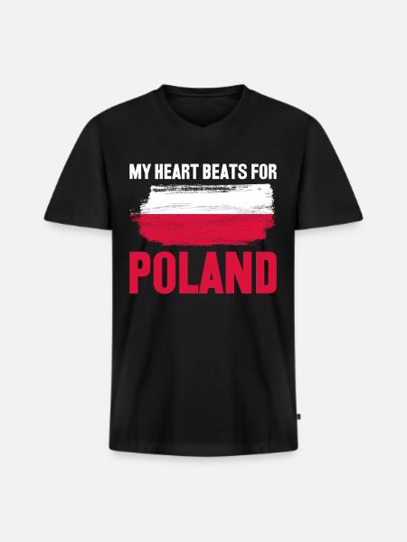 Poland Polish flag Pole - Men's Premium Organic T-shirt with V-neck - black