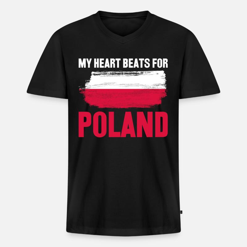 Polen Polnische Flagge Pole - Männer Premium Bio T-Shirt mit V-Ausschnitt - Schwarz
