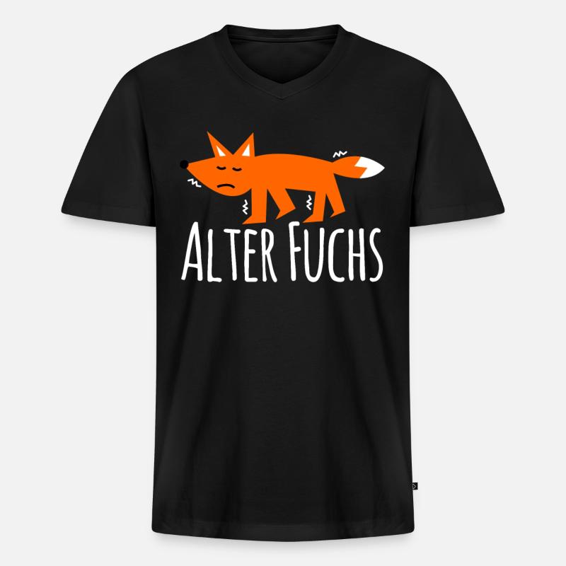 Rotfuchs alter Fuchs - Männer Premium Bio T-Shirt mit V-Ausschnitt - Schwarz