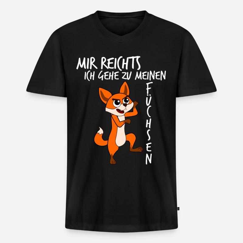 Fuchs Füchse - Männer Premium Bio T-Shirt mit V-Ausschnitt - Schwarz