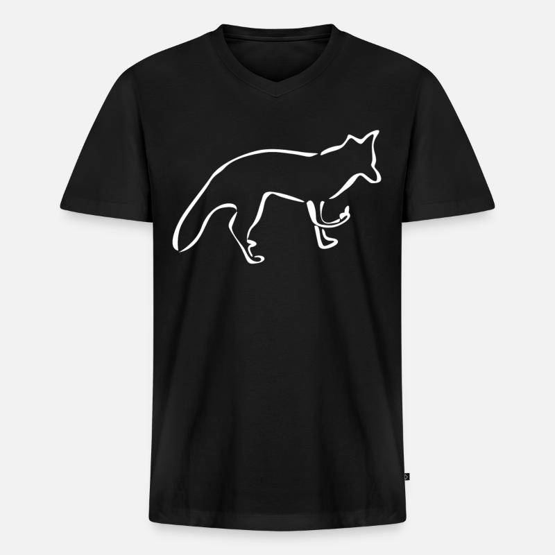 Fuchs Mittelfinger Rotfuchs - Männer Premium Bio T-Shirt mit V-Ausschnitt - Schwarz