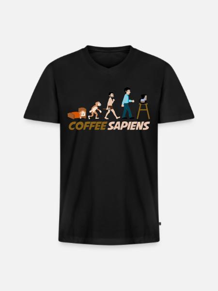 Coffee Coffee Sapiens Coffee Drinker - Men's Premium Organic T-shirt with V-neck - black