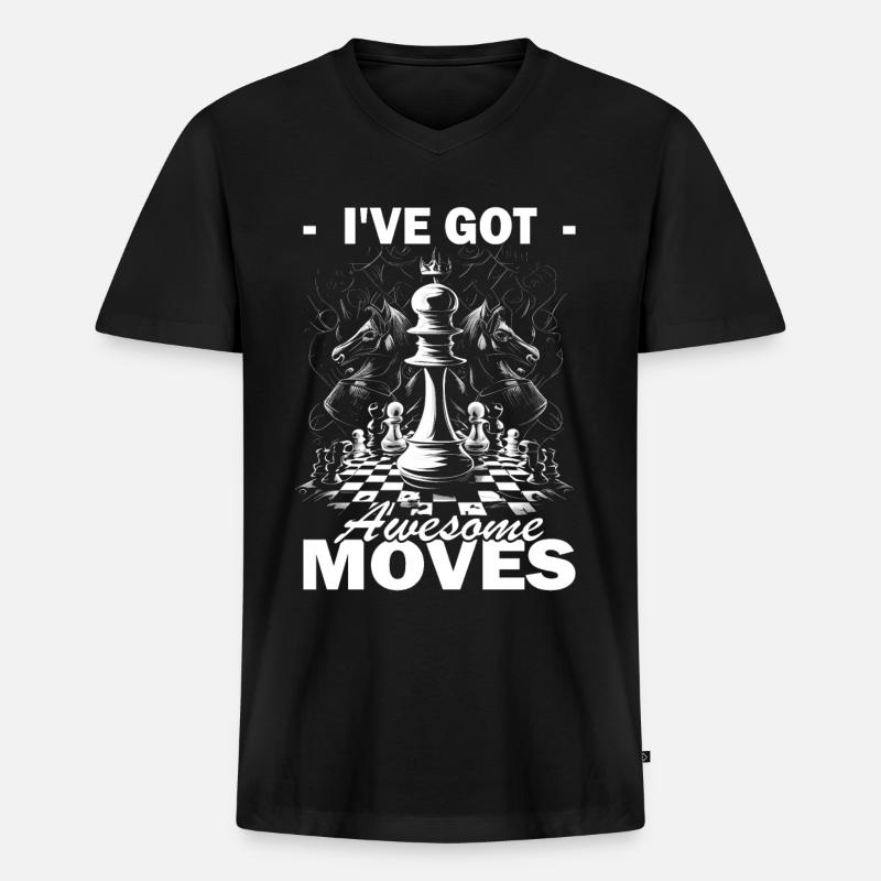 Schach - Schachspieler - Männer Premium Bio T-Shirt mit V-Ausschnitt - Schwarz