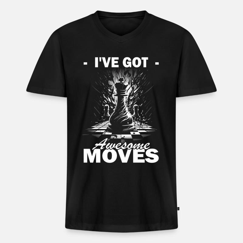Schach - Schachspieler - Männer Premium Bio T-Shirt mit V-Ausschnitt - Schwarz
