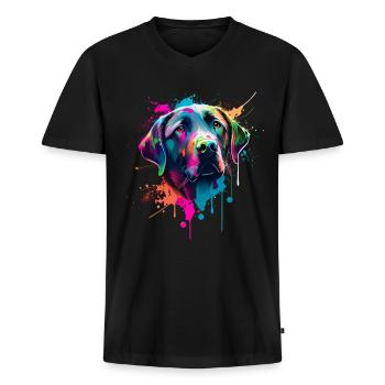 Labrador - Hundeliebhaber - Hundebesitzer - Männer Premium Bio T-Shirt mit V-Ausschnitt - Schwarz - Vorne - Nico (187cm)