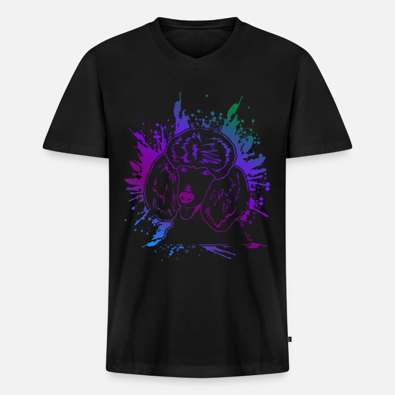 Pudel Kunst - Männer Premium Bio T-Shirt mit V-Ausschnitt - Schwarz