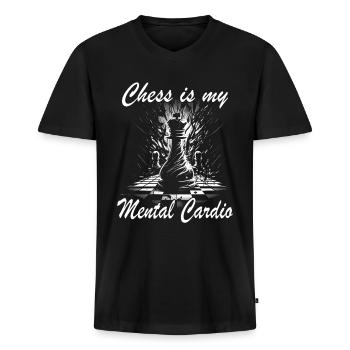 Échecs - Joueur d’échecs - T-shirt encolure en V Premium bio Homme - noir - Devant - Nico (187cm)