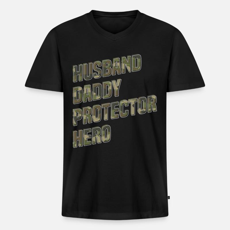 Ehemann Und Papa - Männer Premium Bio T-Shirt mit V-Ausschnitt - Schwarz