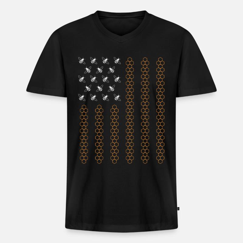 Beekeeper Flag - Männer Premium Bio T-Shirt mit V-Ausschnitt - Schwarz