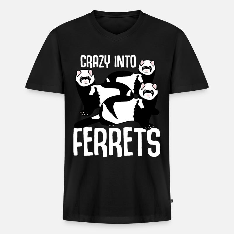 Crazy into Ferrets - Männer Premium Bio T-Shirt mit V-Ausschnitt - Schwarz