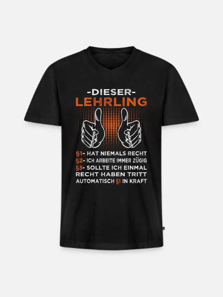 Lehrling & Azubi Sprüche - Männer Premium Bio T-Shirt mit V-Ausschnitt - Schwarz