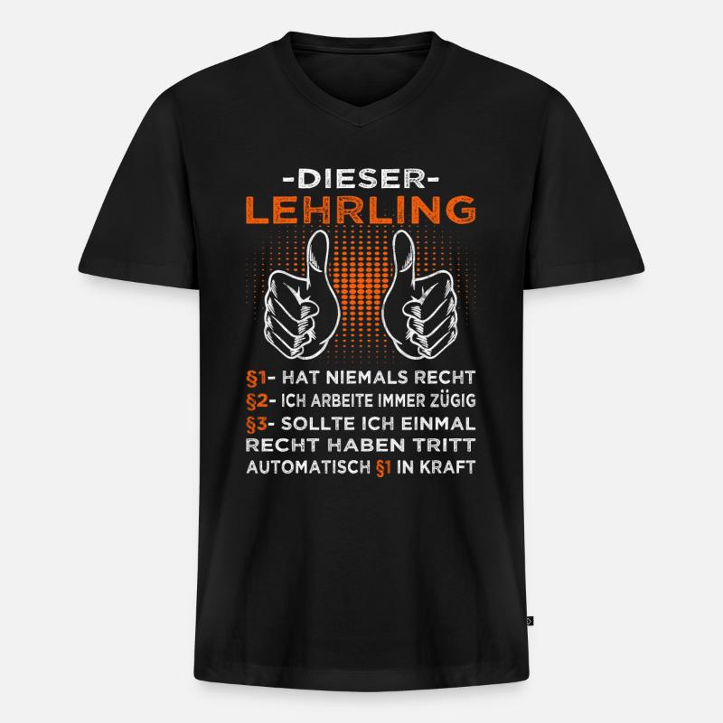 Lehrling & Azubi Sprüche - Männer Premium Bio T-Shirt mit V-Ausschnitt - Schwarz