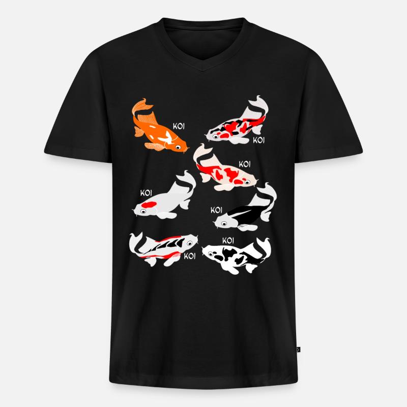 Koi Karpfen Kois - Männer Premium Bio T-Shirt mit V-Ausschnitt - Schwarz