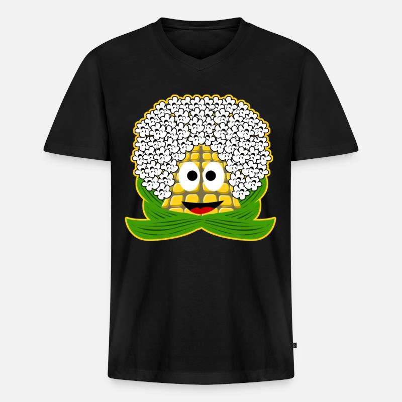 Popcorn Mais - Männer Premium Bio T-Shirt mit V-Ausschnitt - Schwarz