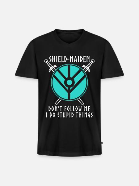 Shield Maiden funny Vikings - Men's Premium Organic T-shirt with V-neck - black