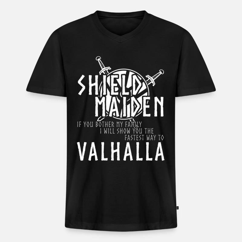 Wikinger Schildmaid - Männer Premium Bio T-Shirt mit V-Ausschnitt - Schwarz