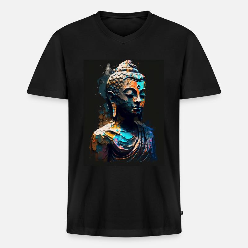 Abstrakte Buddha-Statue - Männer Premium Bio T-Shirt mit V-Ausschnitt - Schwarz