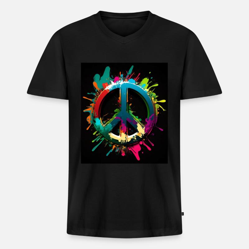Abstraktes Friedenssymbol - Männer Premium Bio T-Shirt mit V-Ausschnitt - Schwarz