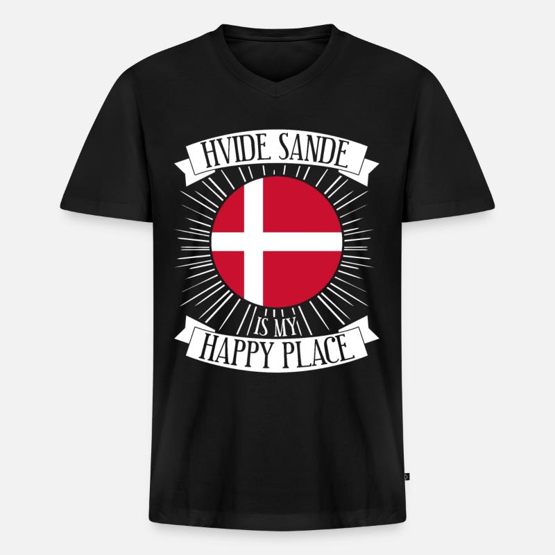Hvide Sande Urlaub Dänemark - Männer Premium Bio T-Shirt mit V-Ausschnitt - Schwarz
