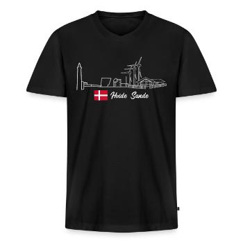 Hvide Sande Leuchtturm Windrad Dänemark - Männer Premium Bio T-Shirt mit V-Ausschnitt - Schwarz - Vorne - Nico (187cm)