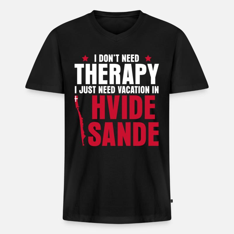 Hvide Sande Urlaub Dänemark - Männer Premium Bio T-Shirt mit V-Ausschnitt - Schwarz