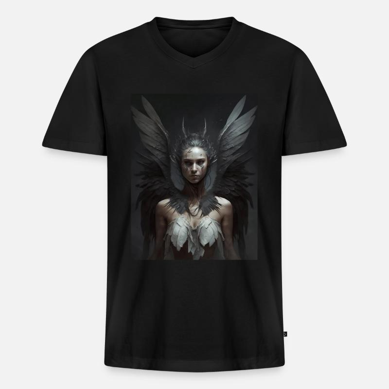 Dunkler Gothic Engel - Männer Premium Bio T-Shirt mit V-Ausschnitt - Schwarz