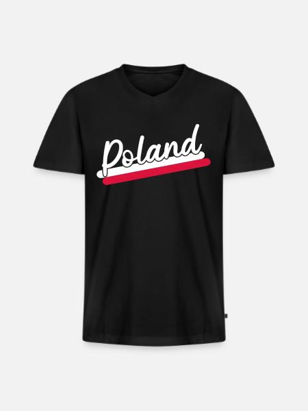 Drapeau de la Pologne - T-shirt encolure en V Premium bio Homme - noir