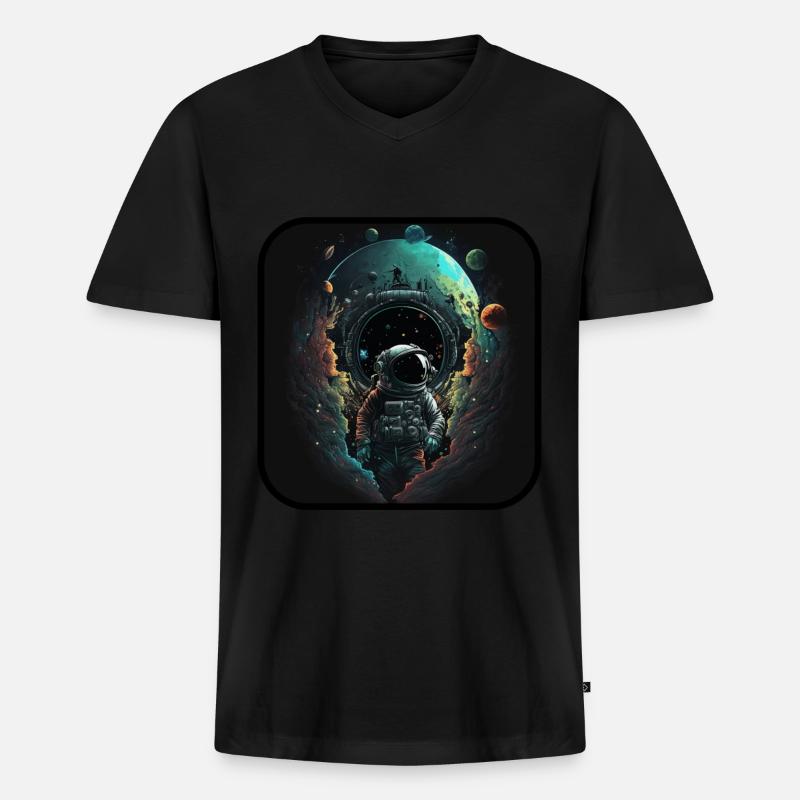 Abstract Astronaut - Männer Premium Bio T-Shirt mit V-Ausschnitt - Schwarz