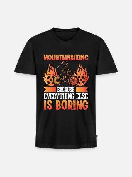 Mountainbiking because everything else - Männer Premium Bio T-Shirt mit V-Ausschnitt - Schwarz