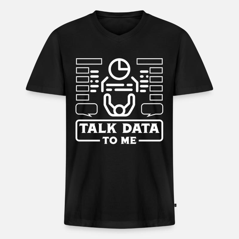 Talk Data to me - Männer Premium Bio T-Shirt mit V-Ausschnitt - Schwarz