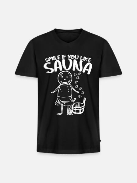 Sauna sauna saunaists sauna - Men's Premium Organic T-shirt with V-neck - black