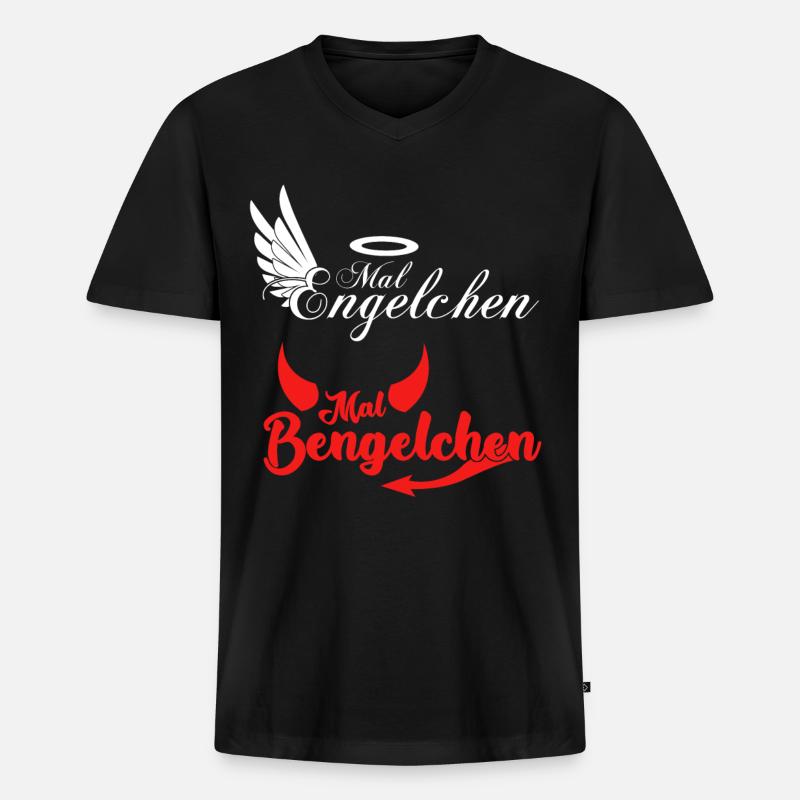 Engel Bengelchen Heiligenschein Bengel - Männer Premium Bio T-Shirt mit V-Ausschnitt - Schwarz