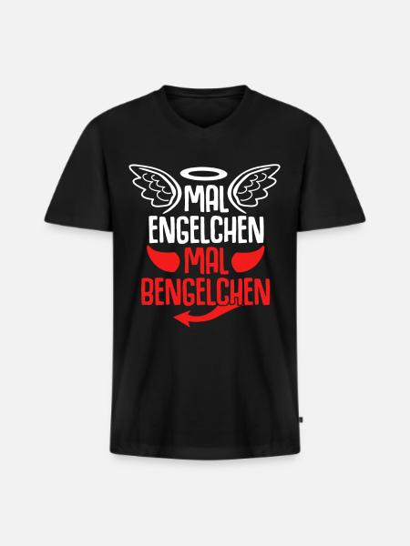 Engel Heiligenschein Bengelchen Bengel - Männer Premium Bio T-Shirt mit V-Ausschnitt - Schwarz