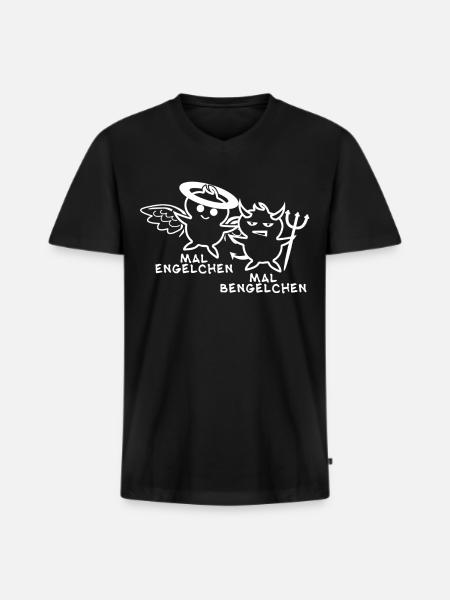Engelchen Teufelchen Bengelchen Bengel - Männer Premium Bio T-Shirt mit V-Ausschnitt - Schwarz