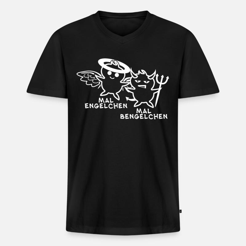 Engelchen Teufelchen Bengelchen Bengel - Männer Premium Bio T-Shirt mit V-Ausschnitt - Schwarz