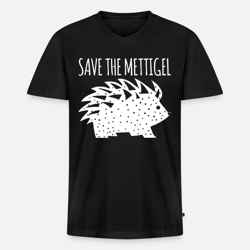 Mettigel Hackfleisch Mett Mettbrötchen - Männer Premium Bio T-Shirt mit V-Ausschnitt - Schwarz