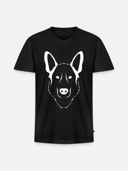 White Shepherd Dog Face Dogs - Men's Premium Organic T-shirt with V-neck - black
