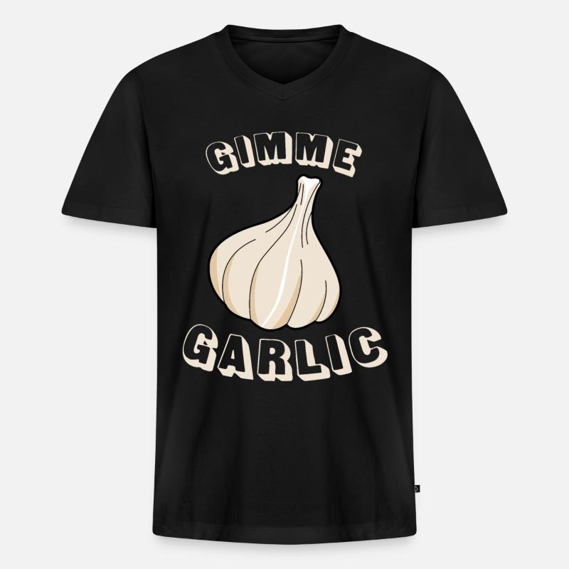Knoblauch Spruch Knoblauchzehe - Männer Premium Bio T-Shirt mit V-Ausschnitt - Schwarz