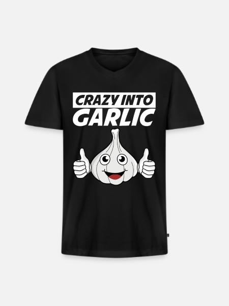 Crazy into Garlic - Men's Premium Organic T-shirt with V-neck - black