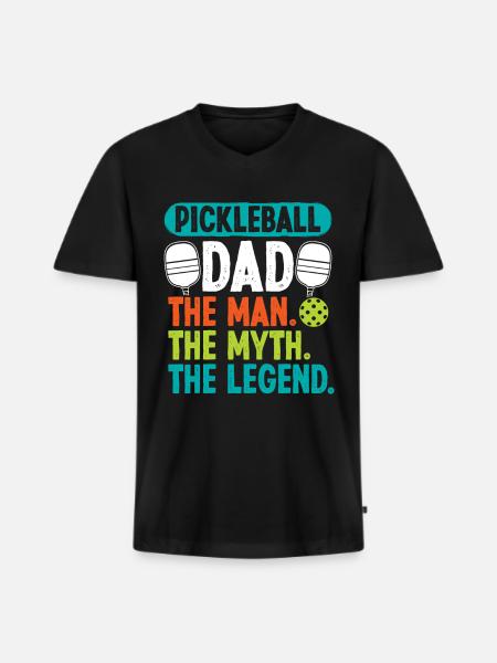 Pickleball Dad the Man - Men's Premium Organic T-shirt with V-neck - black