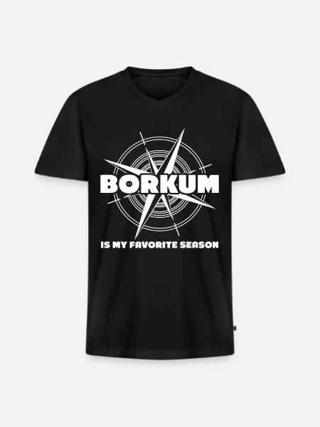 Borkum - Männer Premium Bio T-Shirt mit V-Ausschnitt - Schwarz