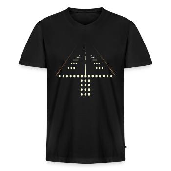 Accessoires d’avion - T-shirt encolure en V Premium bio Homme - noir - Devant - Nico (187cm)