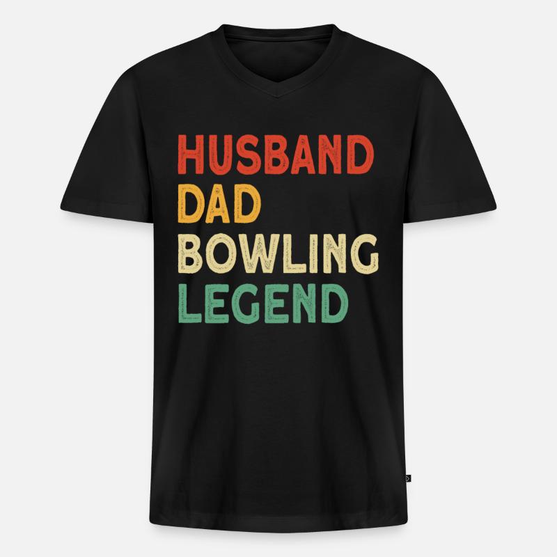 Husband Dad Bowling Legend Design - Männer Premium Bio T-Shirt mit V-Ausschnitt - Schwarz