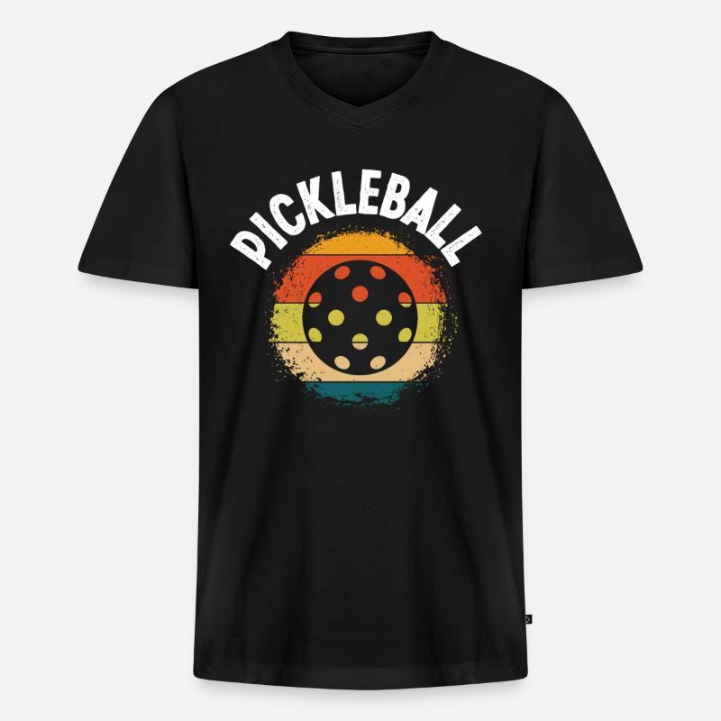 Pickleball - Männer Premium Bio T-Shirt mit V-Ausschnitt - Schwarz