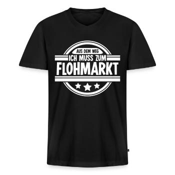 Flohmarkt Trödelmarkt - Männer Premium Bio T-Shirt mit V-Ausschnitt - Schwarz - Vorne - Nico (187cm)
