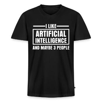 Programmatore di intelligenza artificiale - Maglietta ecologica premium da uomo con scollo a V - nero - Fronte - Nico (187cm)