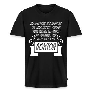 Doktor Doktorarbeit lustig Doktortitel - Männer Premium Bio T-Shirt mit V-Ausschnitt - Schwarz - Vorne - Nico (187cm)